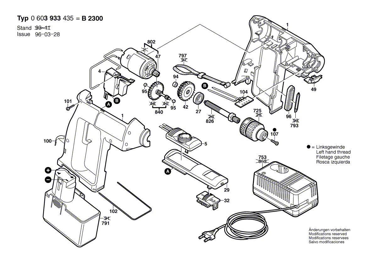 Bosch b2300 - 0603933435 Tool Parts