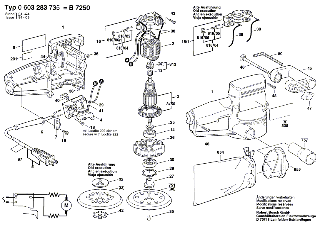 Bosch b7250 - 0603283735 Tool Parts