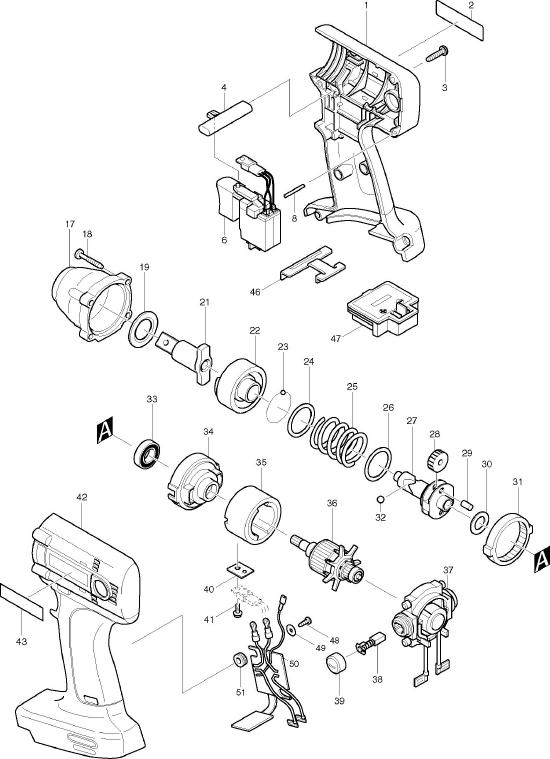 Makita btw121 Parts - Impact Wrench