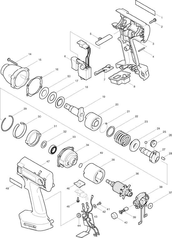 Makita btw151 Parts - 1/2 Inch Cordless Impact Wrench