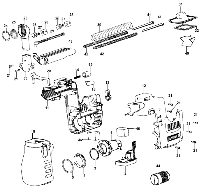 DeWALT D25300D Dust Extraction Tool Parts