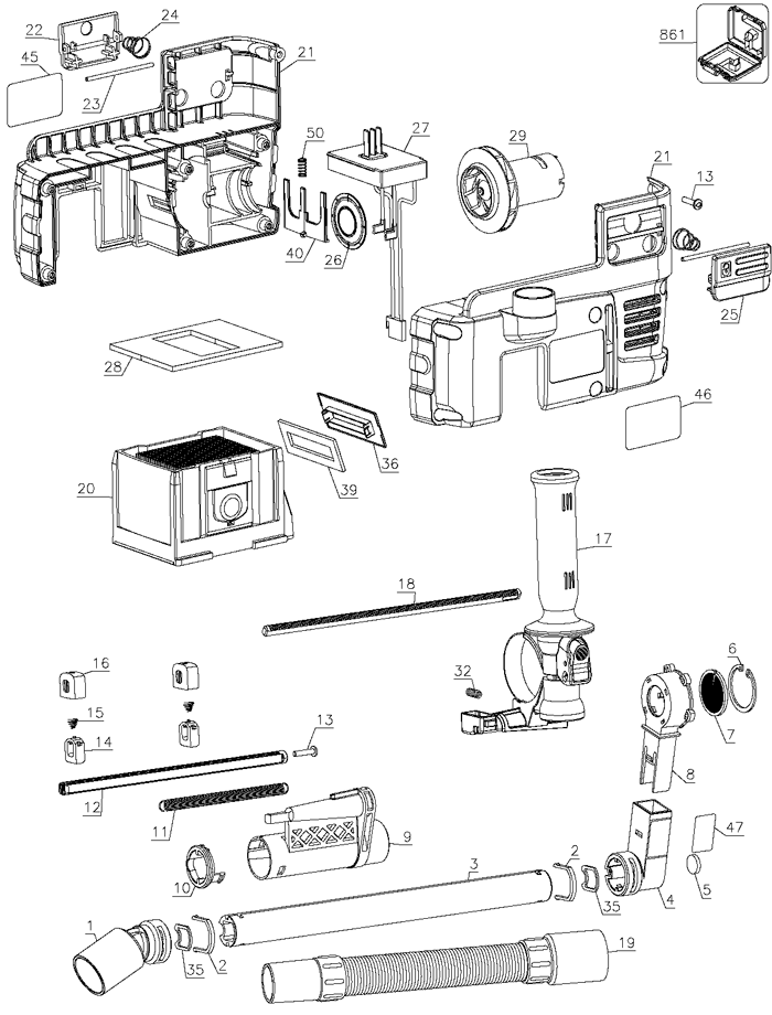 DeWALT D25302DH Dust Extraction Kit Parts