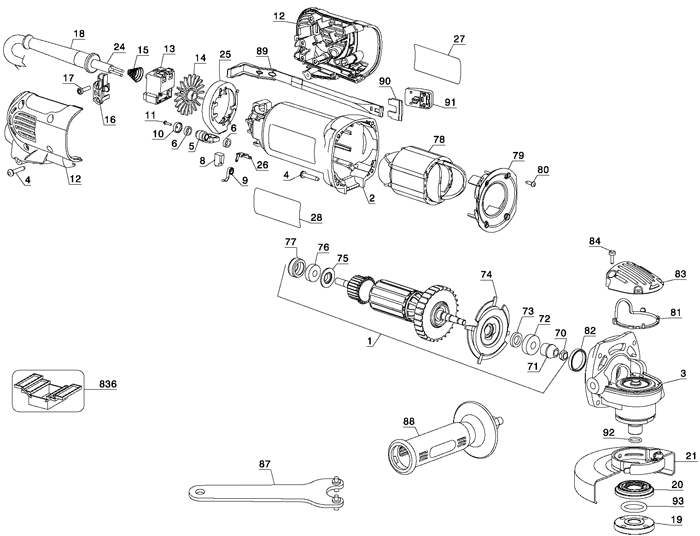 DeWALT D28112B2 Grinder Parts (Type 3)