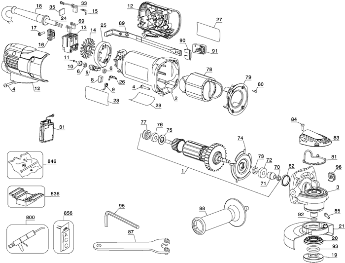 DeWALT D28131 Grinder Parts (Type 1)