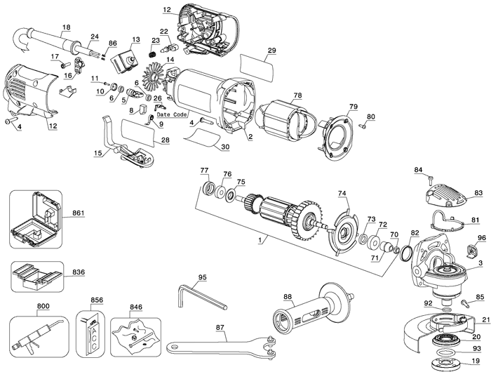 DeWALT D28402K 4-1/2 Small Angle Ginder Parts (Type 2)