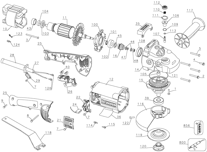 DeWALT D28474W 7 inch Large Angle Grinder Parts (Type 2)