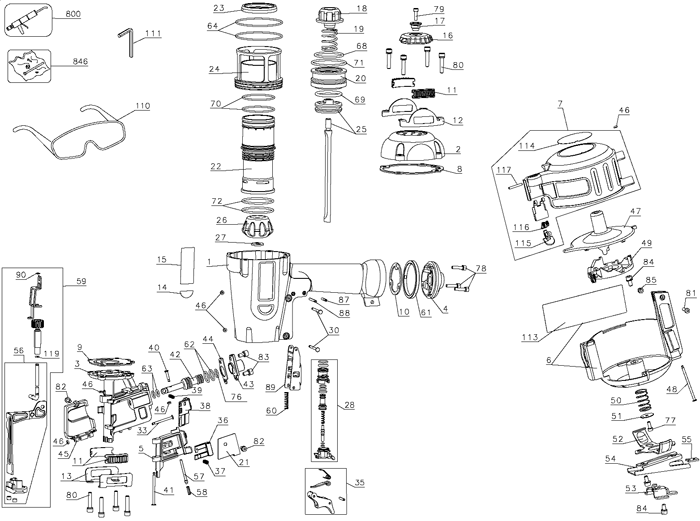 DeWALT D51321 Coil Nailer Parts (Type 2)