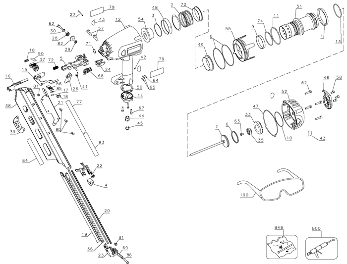 DeWALT D51822 Framing Nailer Parts (Type 5)