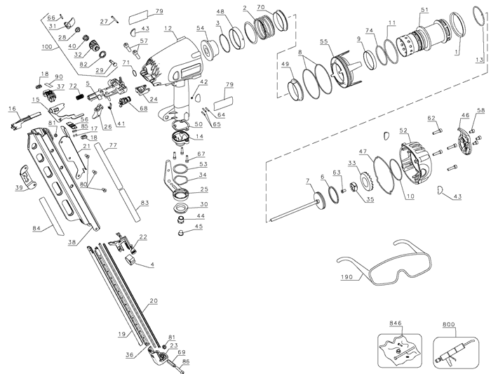 DeWALT D51823 Framing Nailer Parts (Type 3)