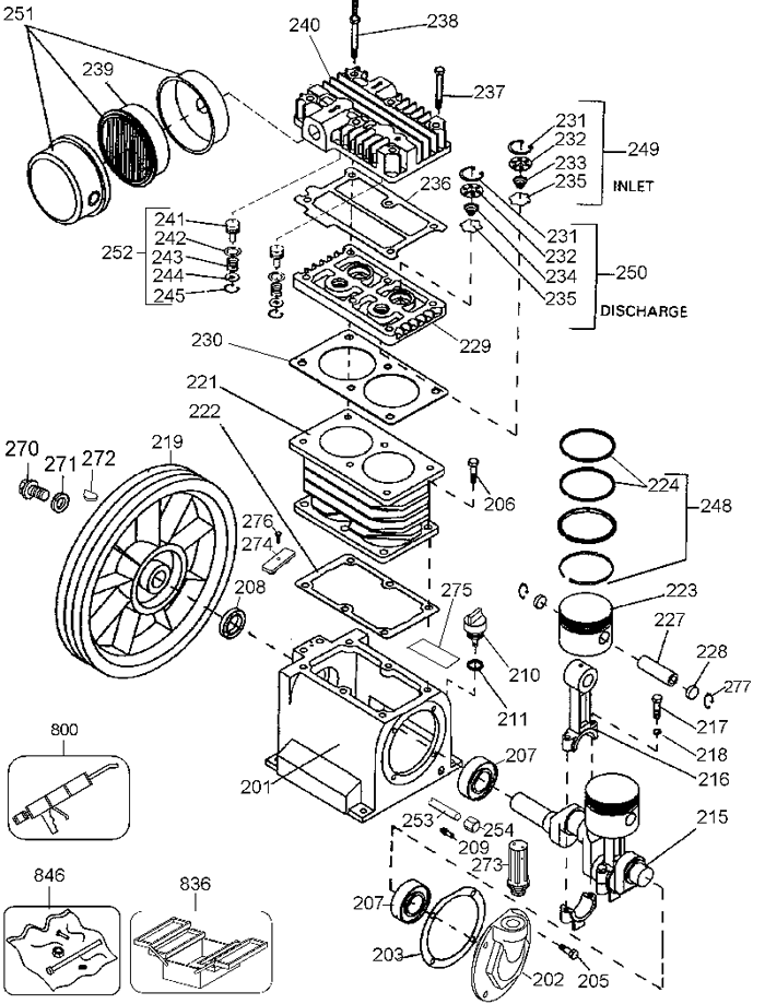 DeWALT D55580 Wheeled Electric Compressor Parts (Type 3)