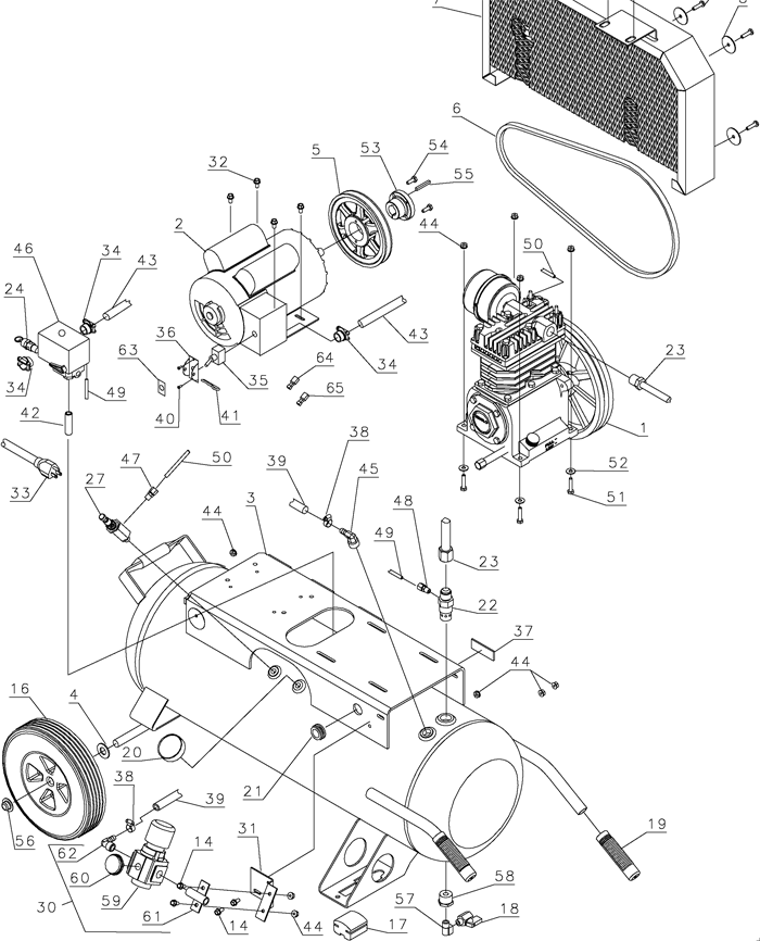 DeWALT D55585 Wheeled Electric Compressor Parts (Type 1)