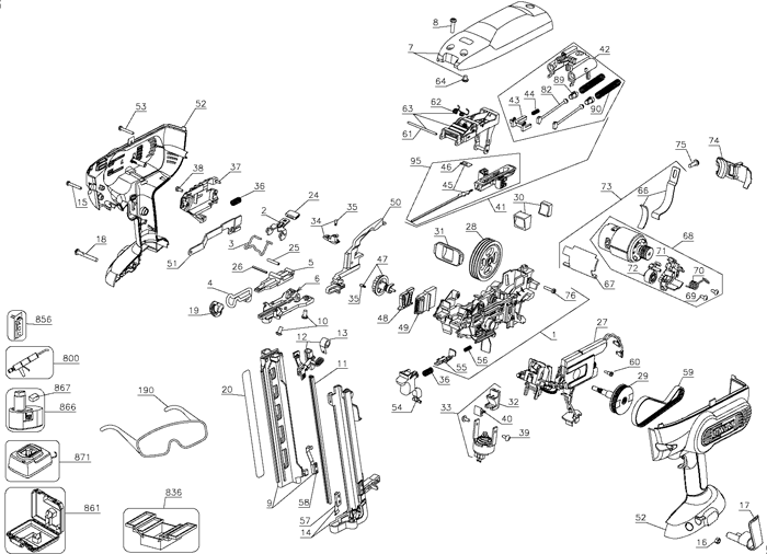 DeWALT DC612 Cordless Nailer Parts