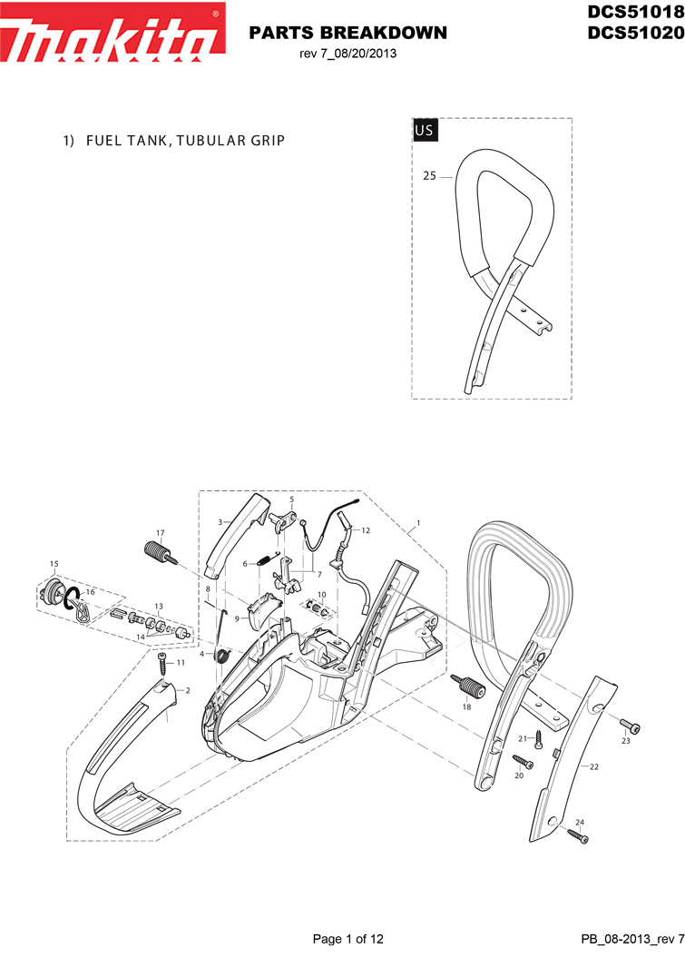 Makita dcs51018 Tool Parts