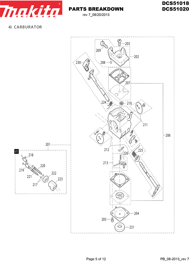 Makita dcs51020 Tool Parts