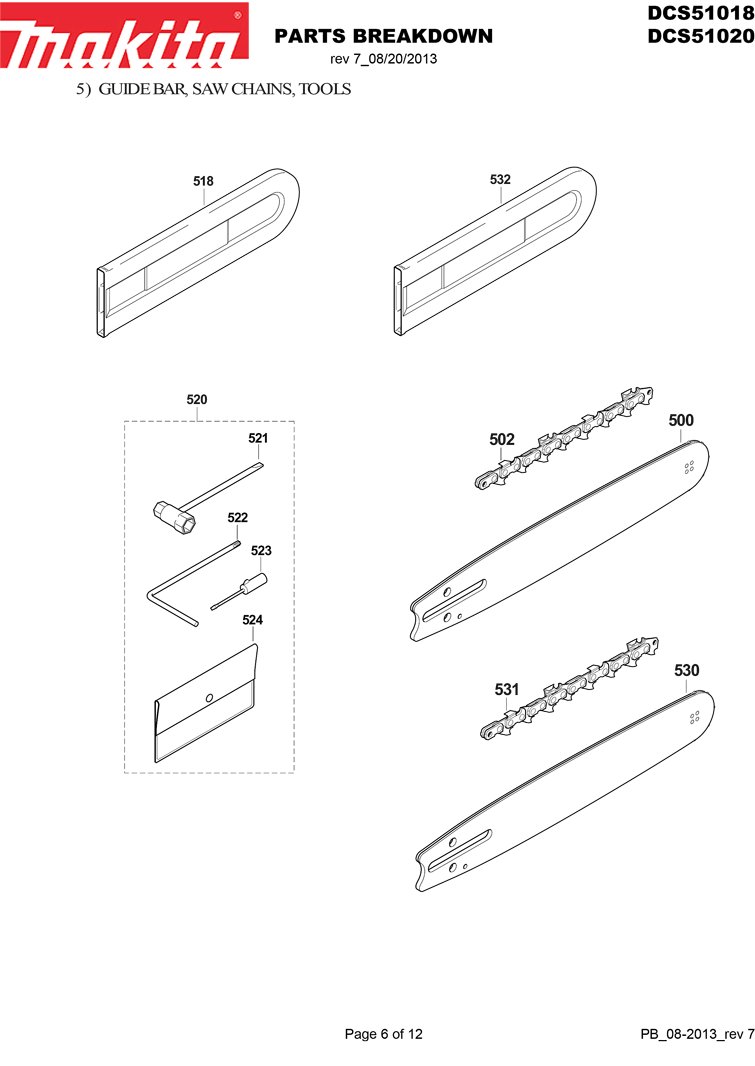 Makita dcs51020 Tool Parts