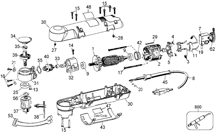 DeWalt DW160V Type 2 Parts - Right-Angle Drill