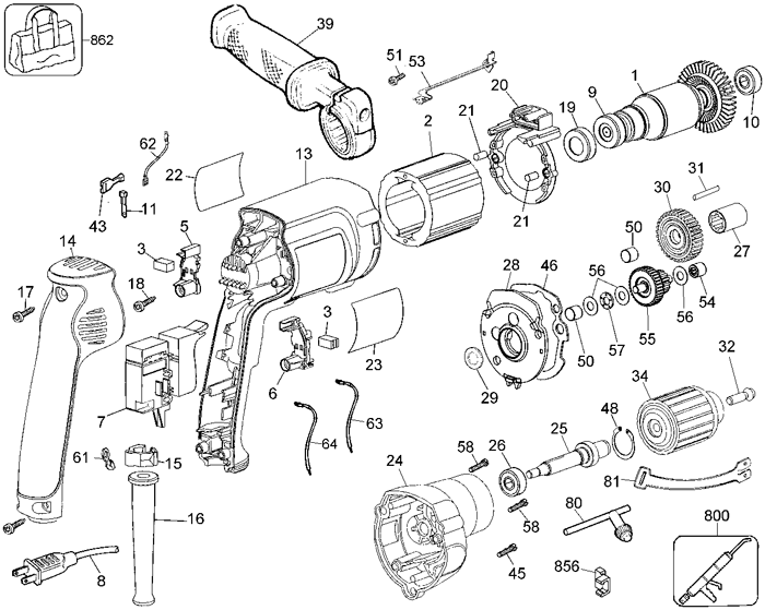 DeWalt DW235G Type 2 Parts - VSR Drill