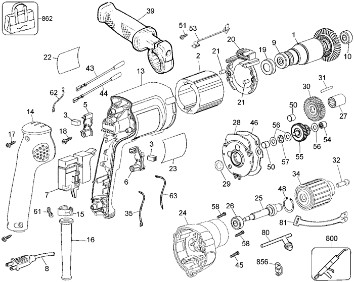 DeWalt DW235G Type 3 Parts - VSR Drill