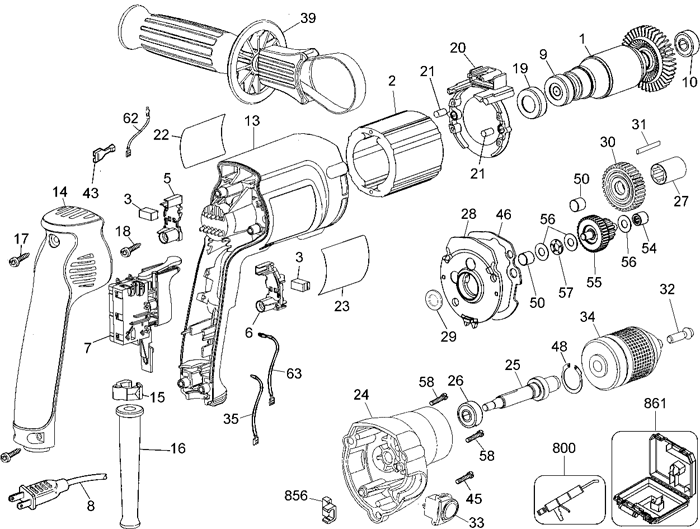 DeWalt DW236K Type 2 Parts - VSR Drill