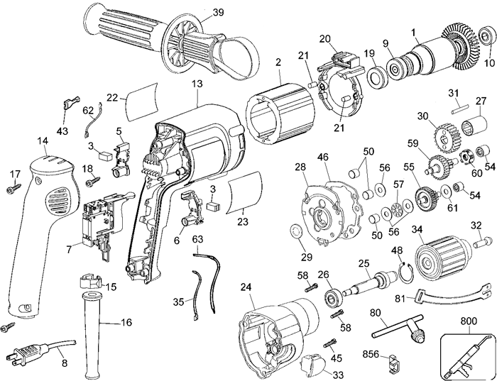 DeWalt DW245 Type 2 Parts - VSR Drill