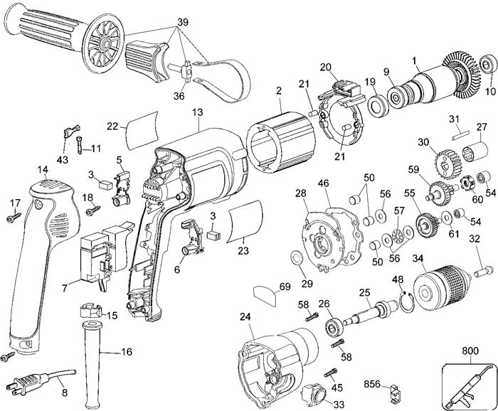 DeWalt DW246 Type 1 Parts - VSR Drill