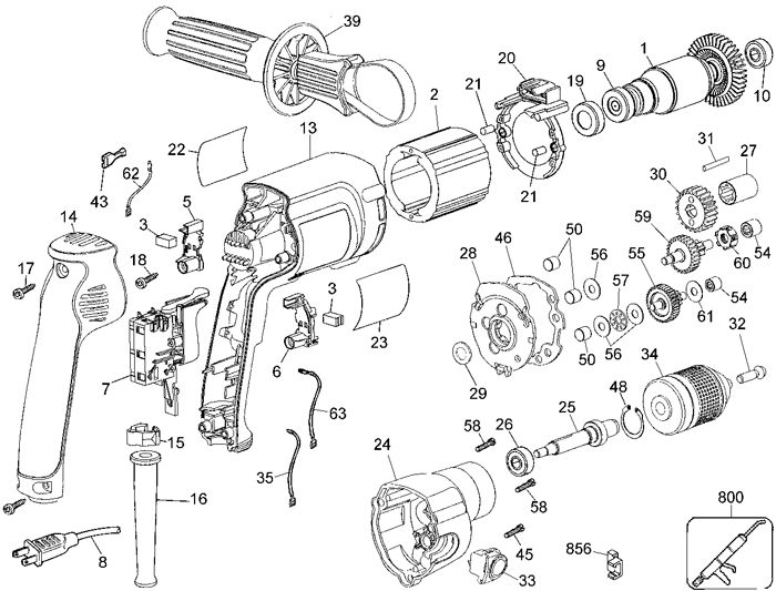 DeWalt DW246 Type 2 Parts - VSR Drill