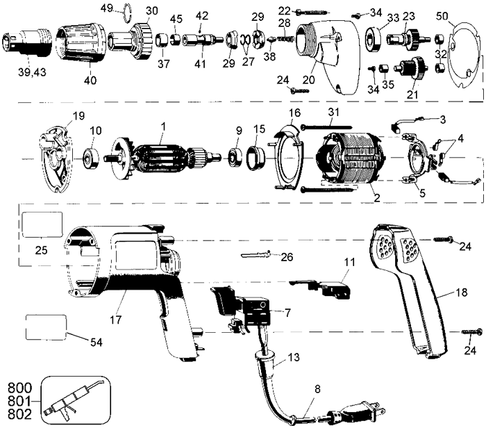 DeWALT DW259 Screwdriver Parts (Type 1)