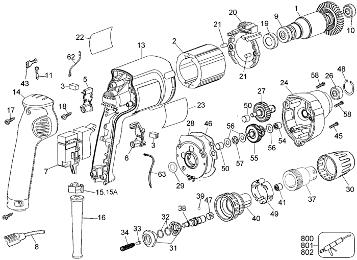 DeWALT DW265 Screwdriver Parts (Type 1)