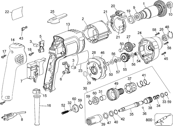 DeWALT DW267 Screwdriver Parts (Type 3)