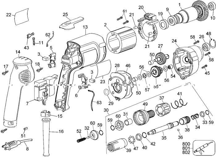 DeWALT DW268 220 Screwdriver Parts Type 1 DeWALT Screwdriver