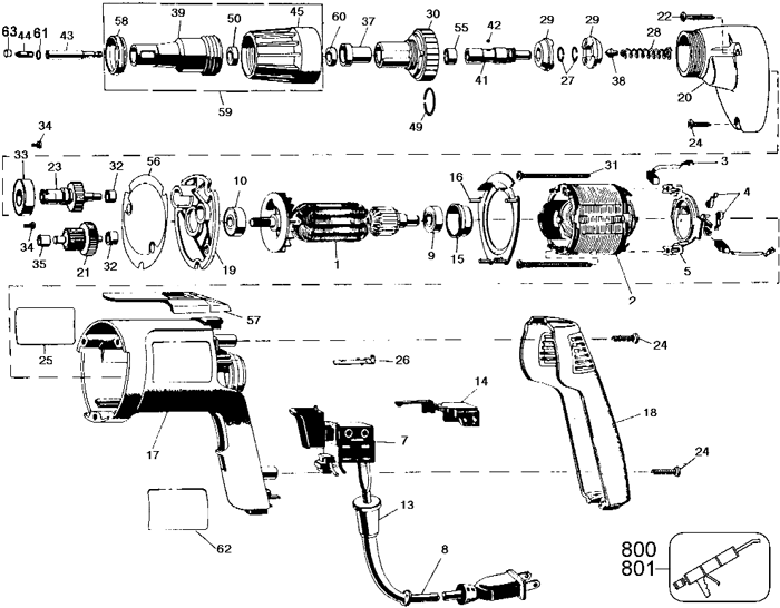 DeWALT DW270 Screwdriver Parts (Type 1)