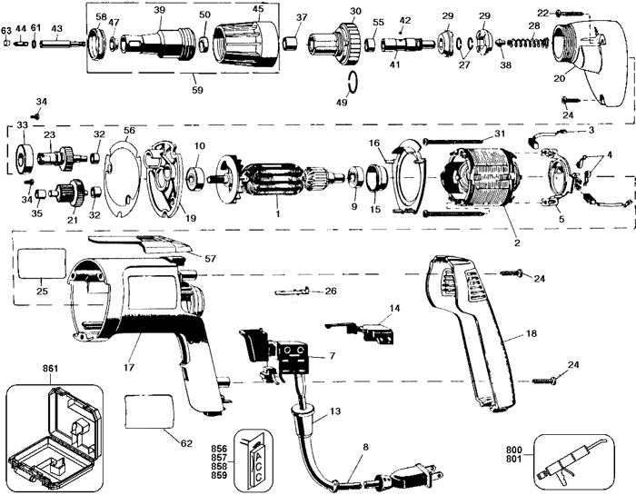 DeWALT DW280 Screwdriver Parts (Type 1)