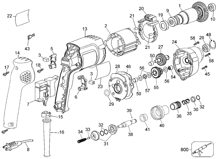 DeWALT DW281 Positive-Clutch Screwdriver Parts (Type 2)