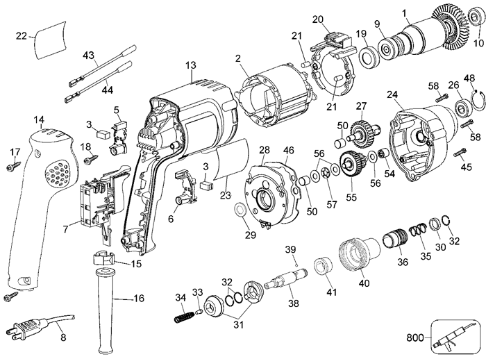 DeWALT DW281 Positive-Clutch Screwdriver Parts (Type 4)