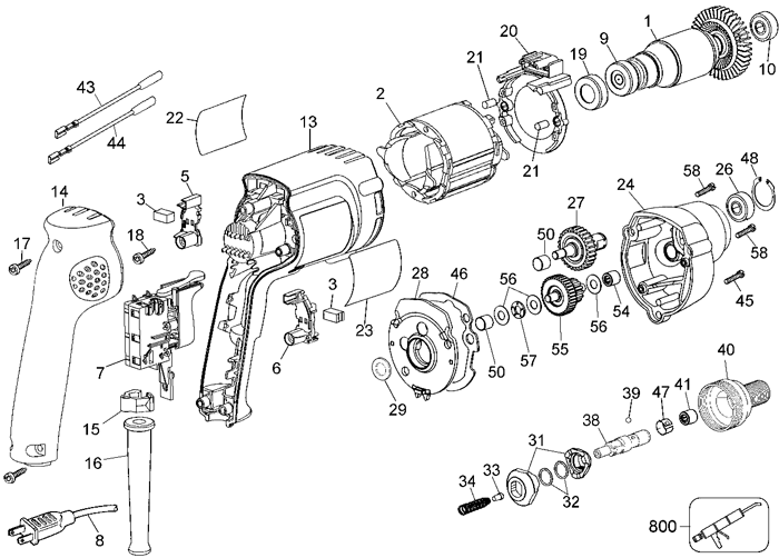 DeWALT DW284 Positive-Clutch Screwdriver Parts (Type 4)