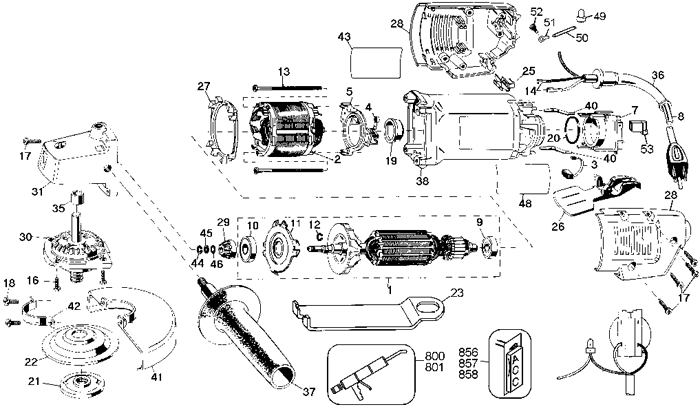 DeWALT DW402G Angle Grinder Parts (Type 4)