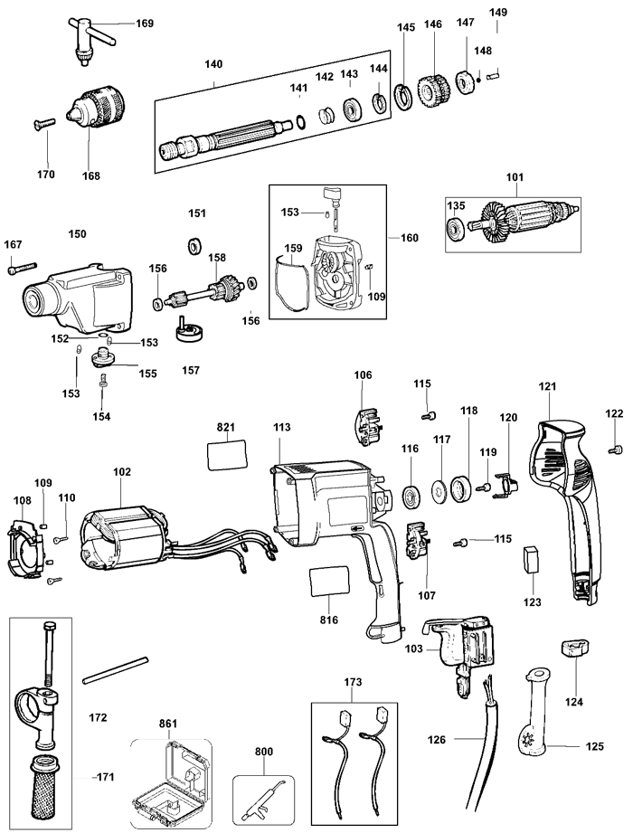 DeWalt dw515k 4 Parts - Cordless Hammerdrill