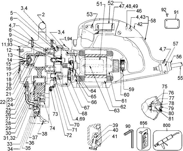 DeWALT DW899 8 Gauge Shear Parts (Type 1)