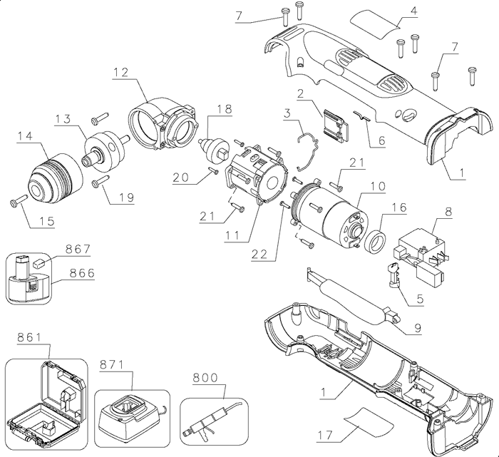 DeWalt DW955K2 Type 2 Parts - Cordless Right-Angle Drill