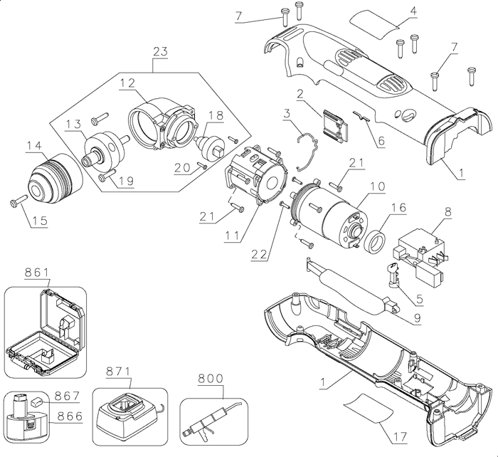 DeWalt DW955K2 Type 3 Parts - Cordless Right-Angle Drill