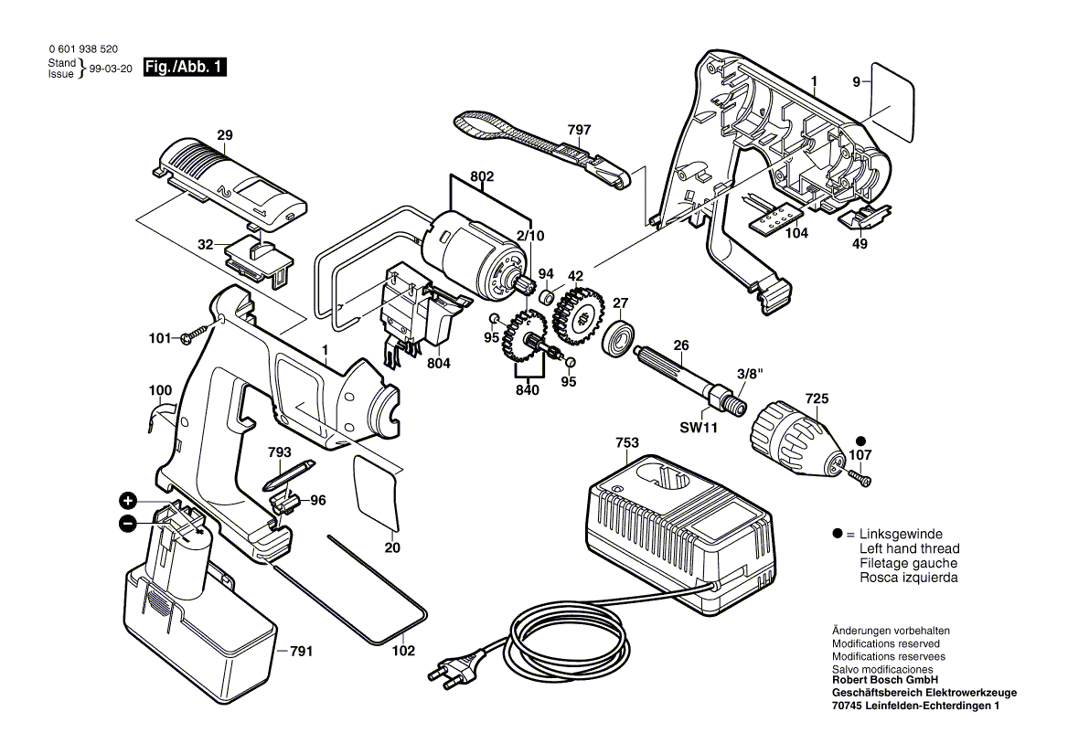 Bosch gbm12ves-2 - 06019385a5 Tool Parts