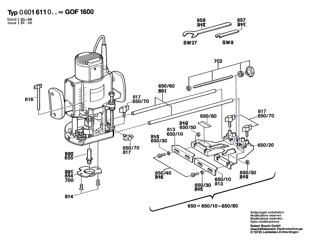 Bosch gof-1600 - 0601611061 Tool Parts