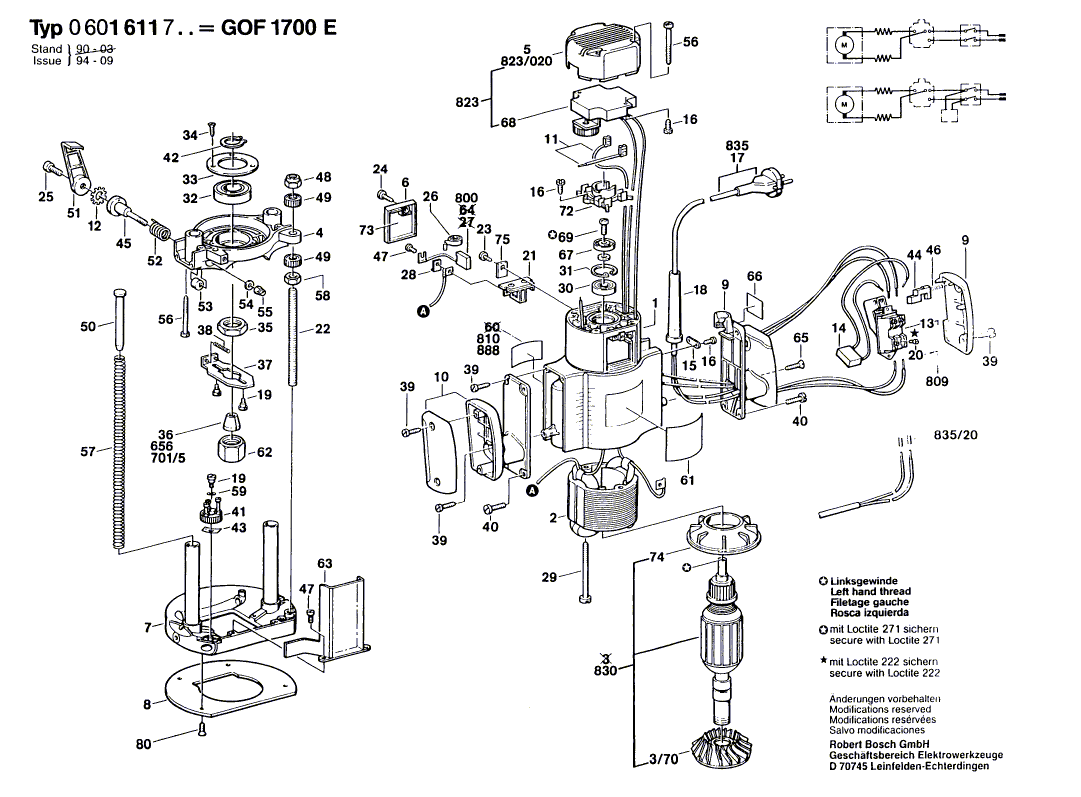 Bosch gof1700e - 0601611734 Tool Parts