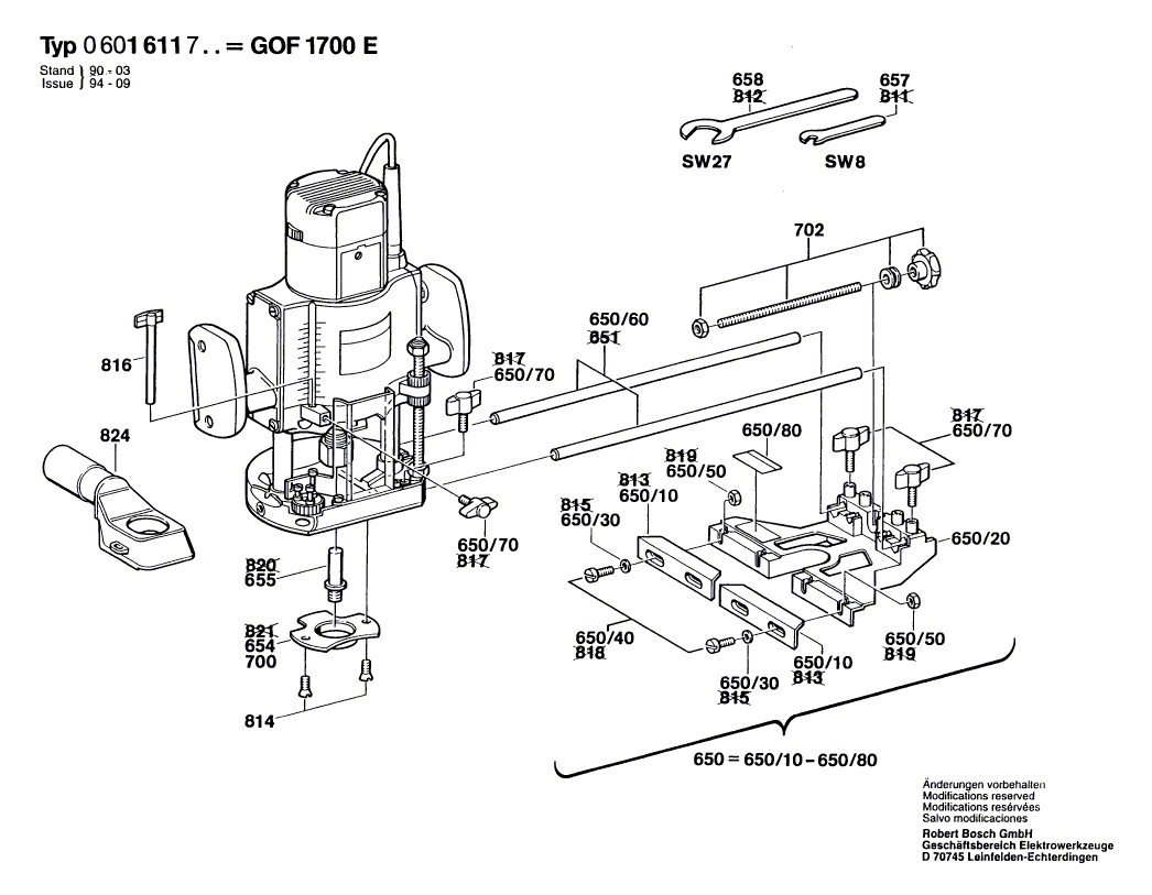 Bosch gof1700e - 0601611734 Tool Parts