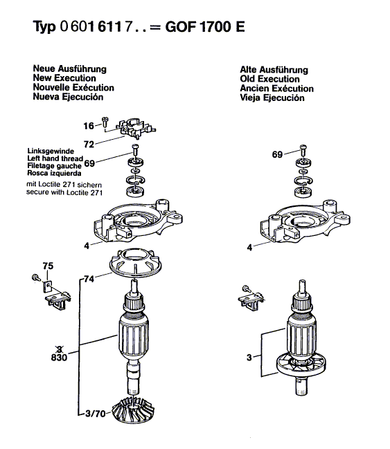 Bosch gof1700e - 0601611734 Tool Parts