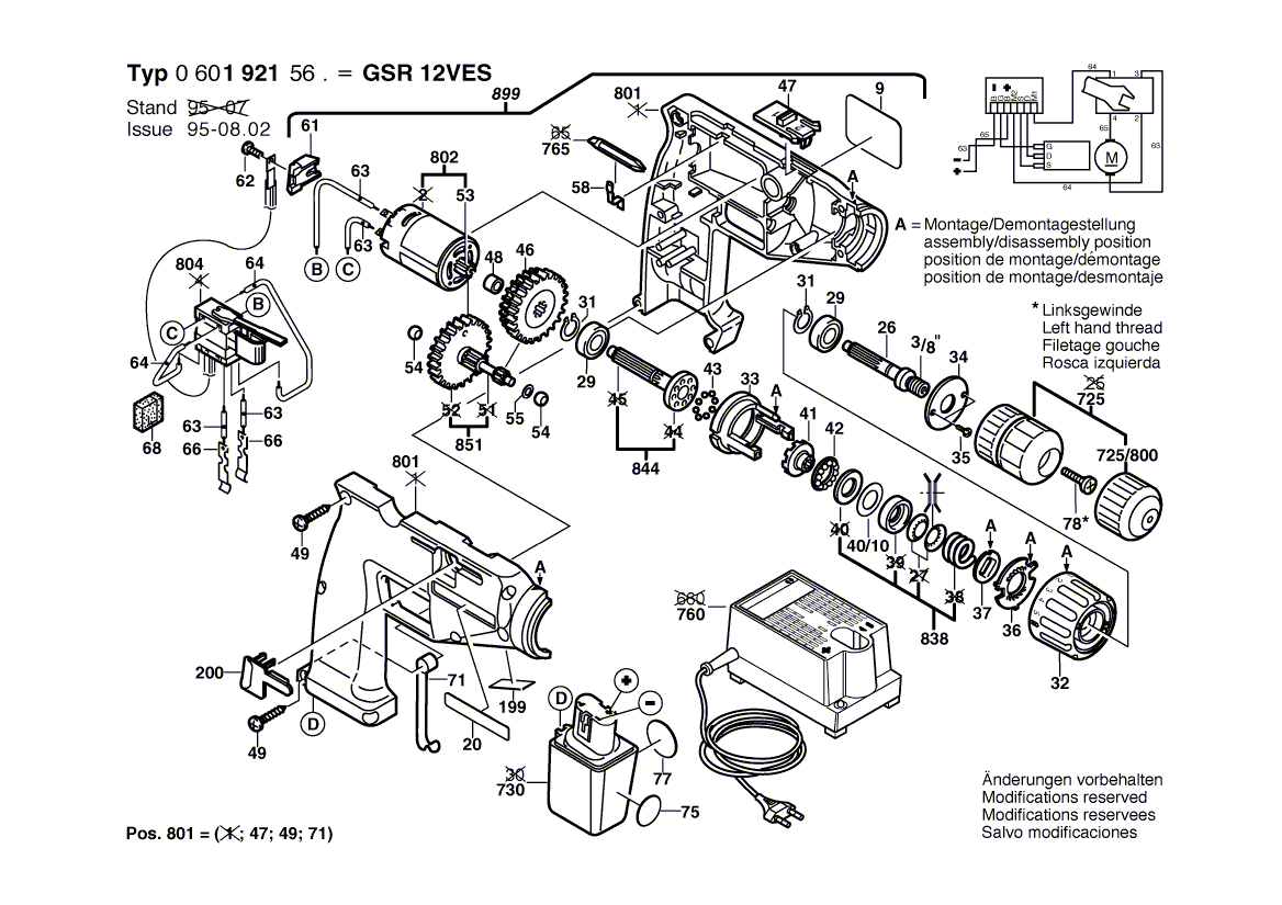 Bosch gsr-12-ves - 0601921564 Tool Parts