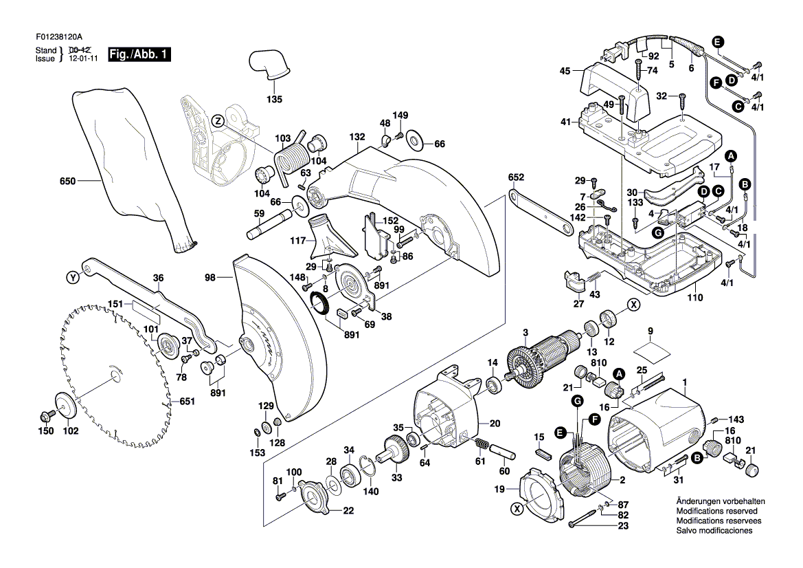 hd3812 f01238120a Parts - Circular Saw