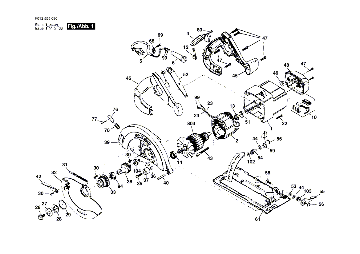 hd5550-80 f012555080 Parts - Circular Saw