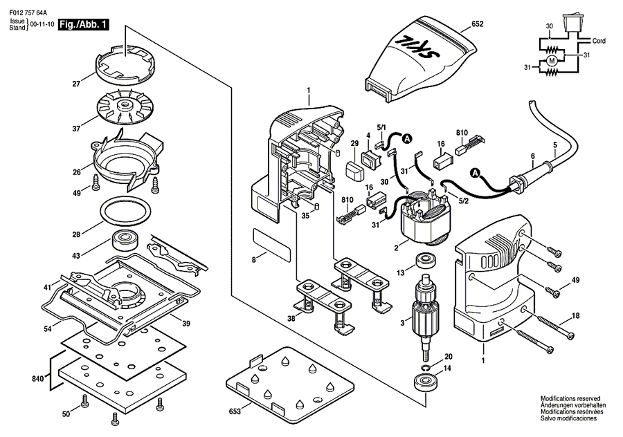 Skil hd7560 f012756000 Parts - Orbital Sander