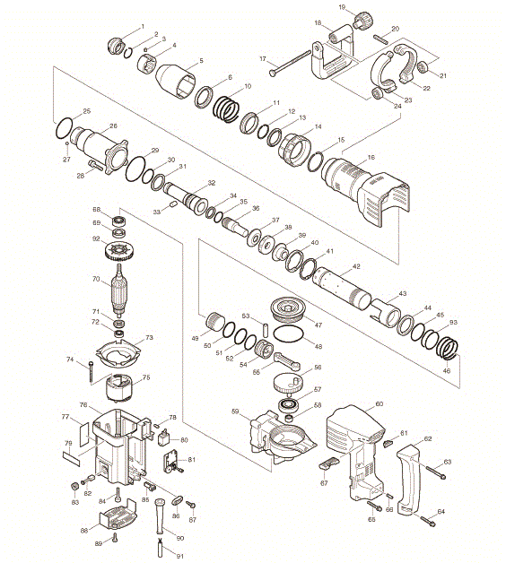 Makita hm1242c Parts - Demolition Hammer